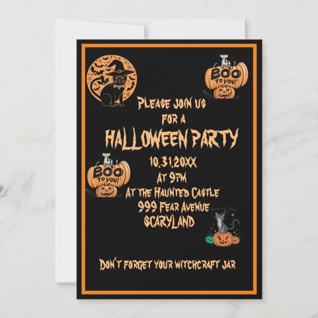 Invitación a la fiesta de Halloween (Anverso)