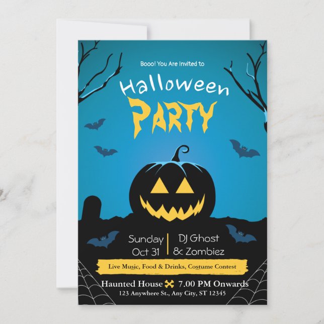 Invitación a la fiesta de Halloween (Anverso)