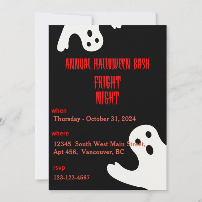 Invitación a la fiesta de Halloween (Anverso)