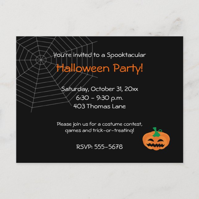 Invitación a la fiesta de Halloween (Anverso)