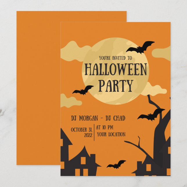 Invitación a la fiesta de Halloween (Anverso / Reverso)