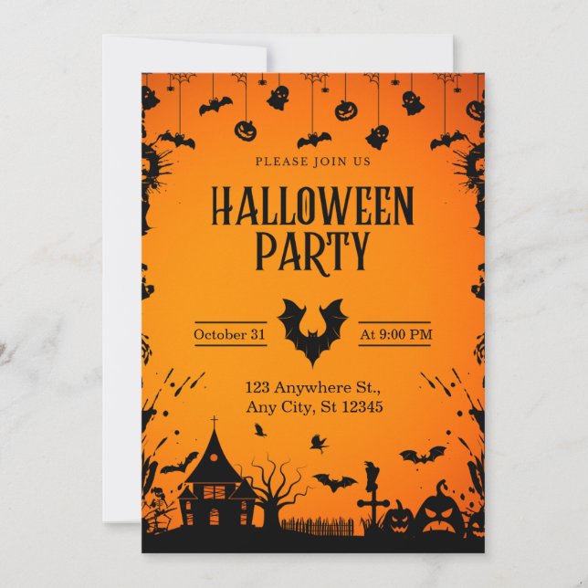 Invitación a la fiesta de Halloween (Anverso)