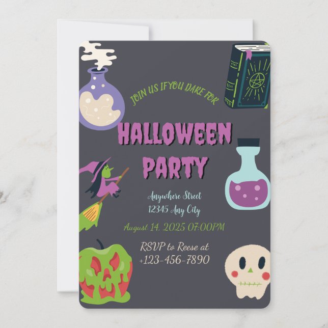 Invitación a la fiesta de Halloween (Anverso)