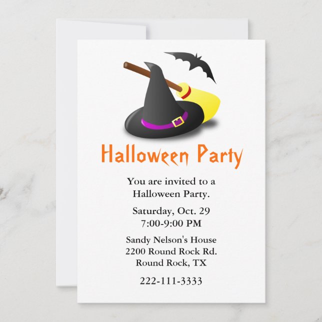 Invitación a la fiesta de Halloween (Anverso)