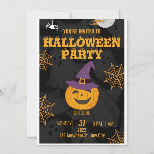 Invitación a la fiesta de Halloween 2024: ¡Diversi (Anverso)