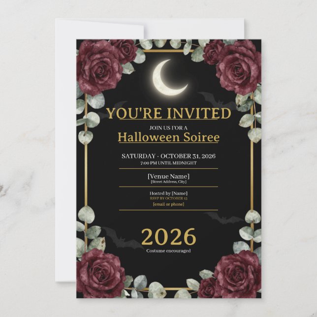 Invitación a la Fiesta de Halloween 2026 | Elegant (Anverso)