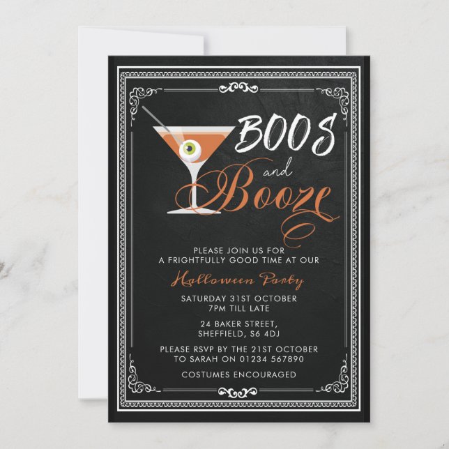 Invitación a la fiesta de Halloween - abucheos y a (Anverso)