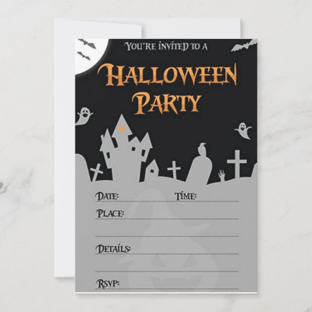 Invitación a la fiesta de Halloween - abucheos y a (Anverso)