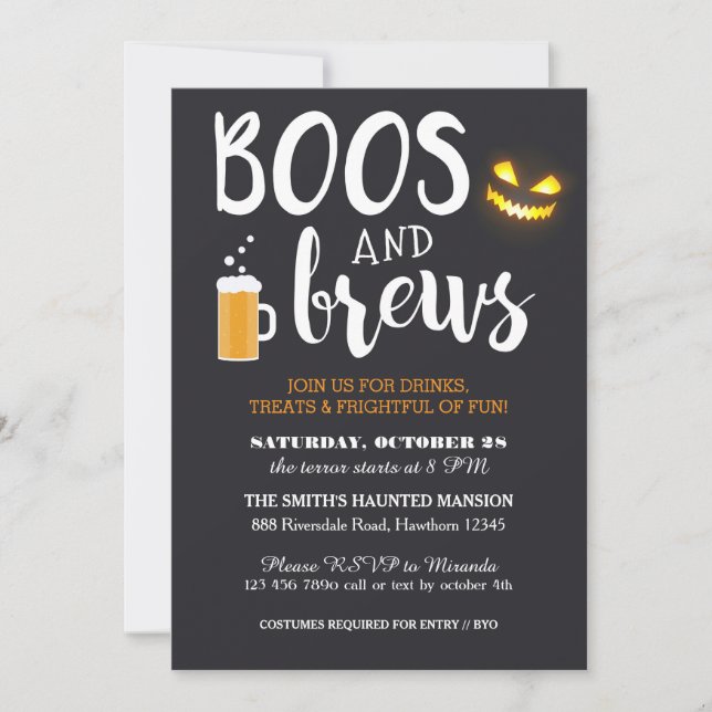 Invitación a la fiesta de Halloween, adulto, abuch (Anverso)