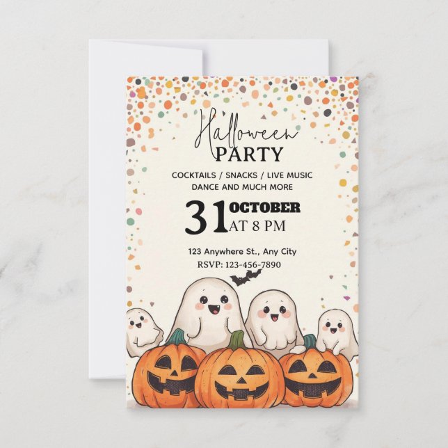 Invitación a la fiesta de Halloween al estilo Kawa (Anverso)