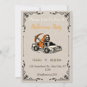 Invitación a la fiesta de Halloween - Autobús esqu