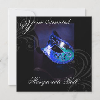 Invitación a la fiesta de Halloween azul mascarada