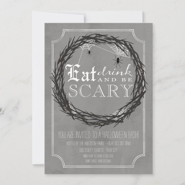 Invitación a la fiesta de Halloween Be Scary (Anverso)