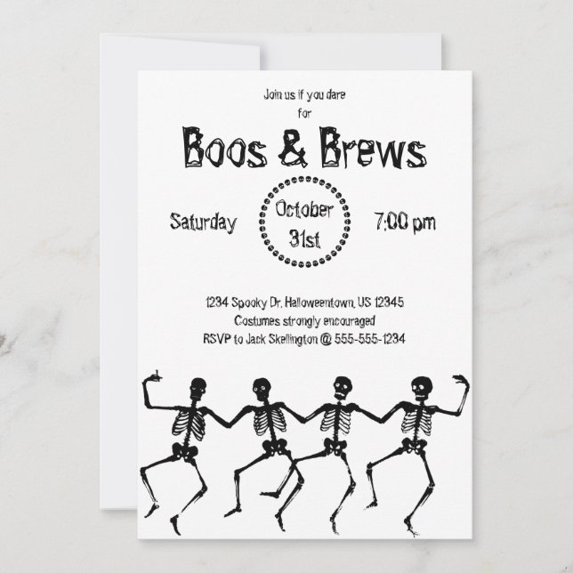 Invitación a la fiesta de Halloween - Boos y breve (Anverso)