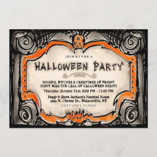 Invitación a la fiesta de Halloween - Borde negro