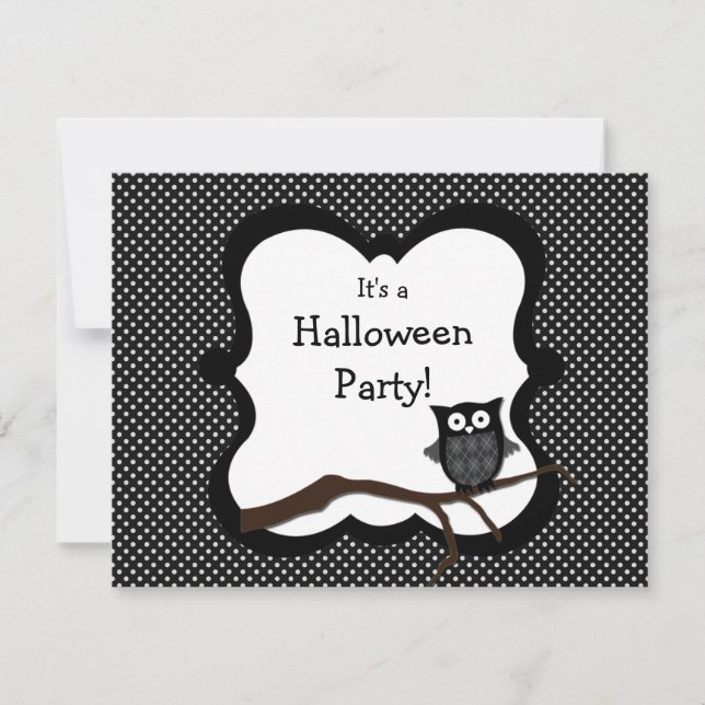 Invitación a la fiesta de Halloween - Búho (Anverso)