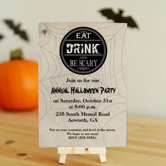Invitación a la fiesta de Halloween 'Come, bebe y  (Subido por el creador)
