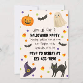 Invitación a la fiesta de Halloween con acuarela