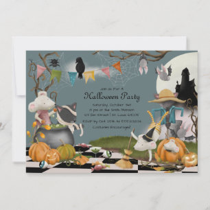 Invitación a la fiesta de Halloween con animales