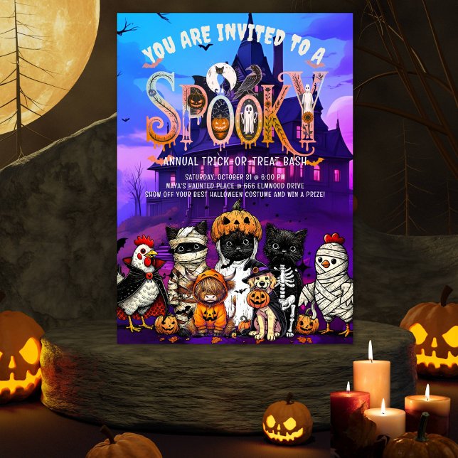 Invitación a la fiesta de Halloween con animales f (Subido por el creador)