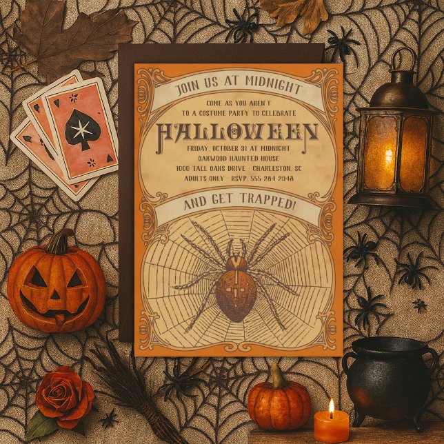 Invitación a la fiesta de Halloween con araña para (Subido por el creador)