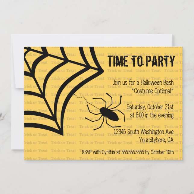 Invitación a la fiesta de Halloween con araña temi (Anverso)