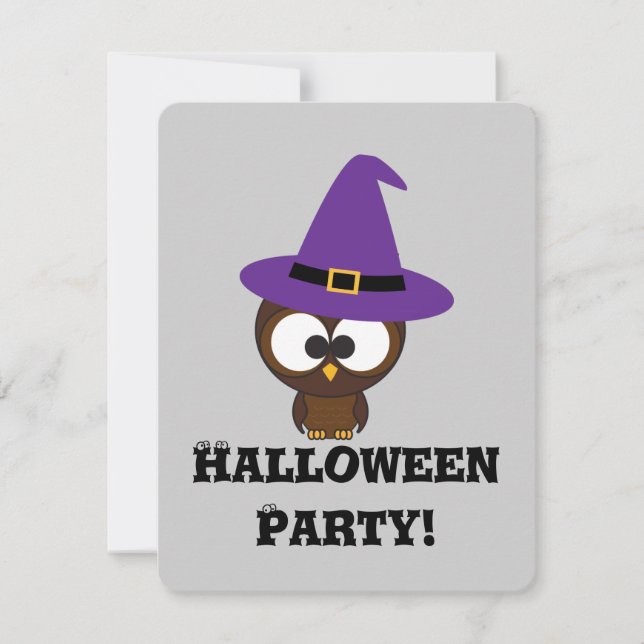 Invitación a la fiesta de Halloween con bruja de b (Anverso)