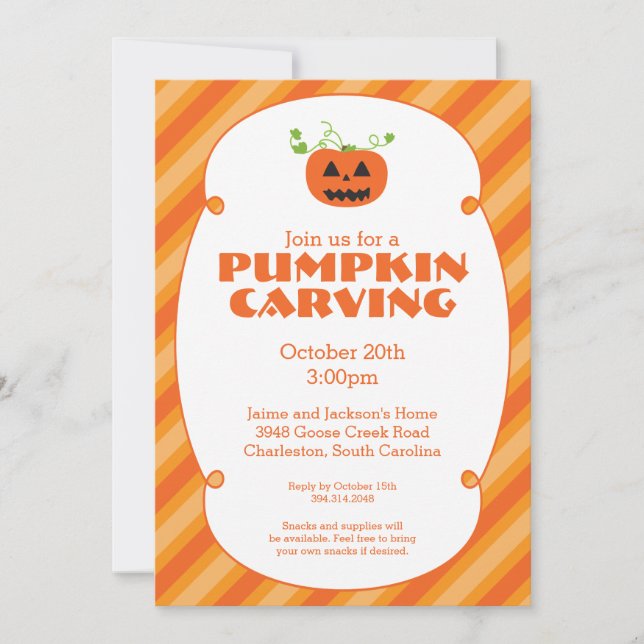 Invitación a la fiesta de Halloween con calabaza (Anverso)