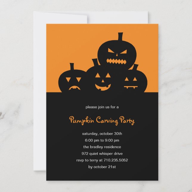 Invitación a la fiesta de Halloween con calabaza (Anverso)