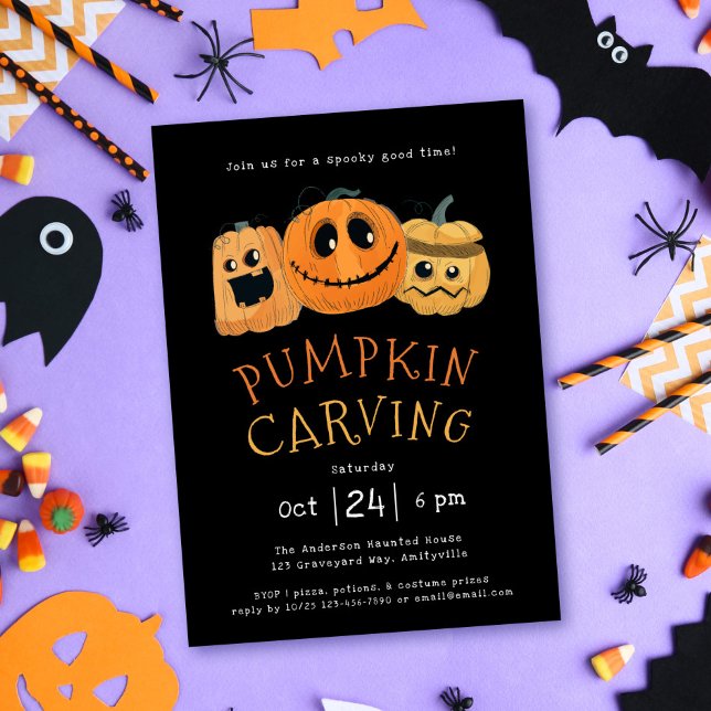 Invitación a la fiesta de Halloween con calabaza g (Subido por el creador)