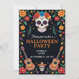 Invitación a la fiesta de Halloween con calaveras