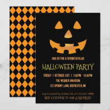 Invitación a la fiesta de Halloween con cara de ca