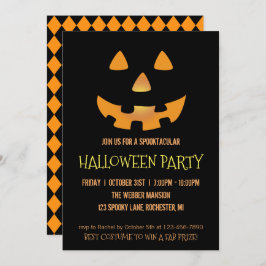 Invitación a la fiesta de Halloween con cara de ca