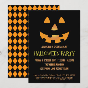 Invitación a la fiesta de Halloween con cara de ca