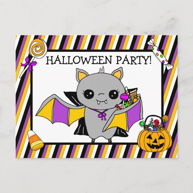 Invitación a la fiesta de Halloween con caramelo d (Anverso)