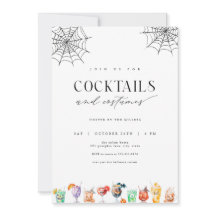 Invitación a la fiesta de Halloween con cócteles y
