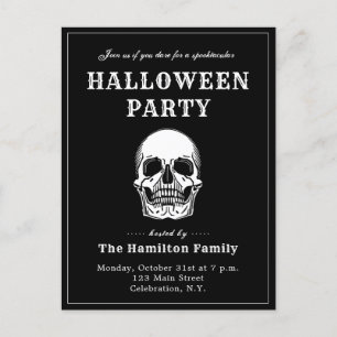 Invitación a la fiesta de Halloween con cráneo vin