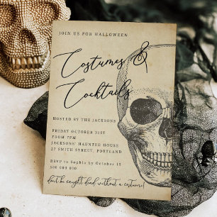 Invitación a la fiesta de Halloween con cráneo vin