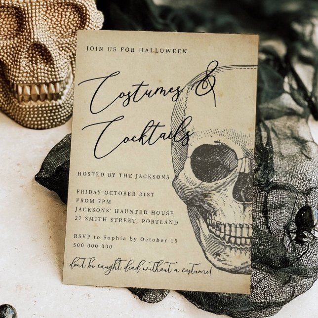 Invitación a la fiesta de Halloween con cráneo vin (Subido por el creador)