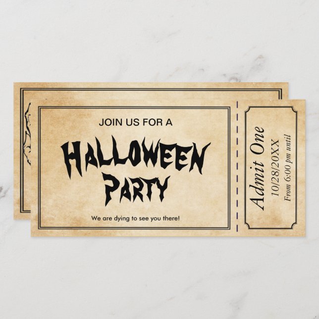 Invitación a la fiesta de halloween con cráneo zom (Anverso / Reverso)
