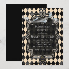 Invitación a la fiesta de Halloween con diamantes