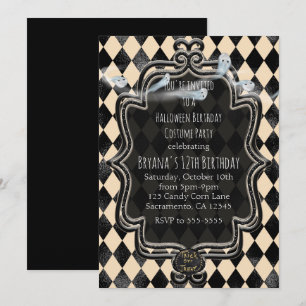 Invitación a la fiesta de Halloween con diamantes