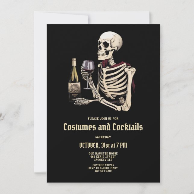 Invitación a la fiesta de Halloween con disfraces  (Anverso)
