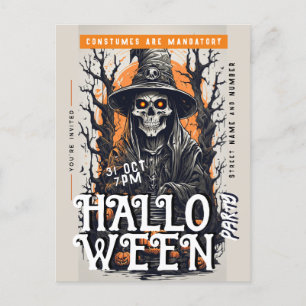 Invitación a la fiesta de Halloween con el cráneo