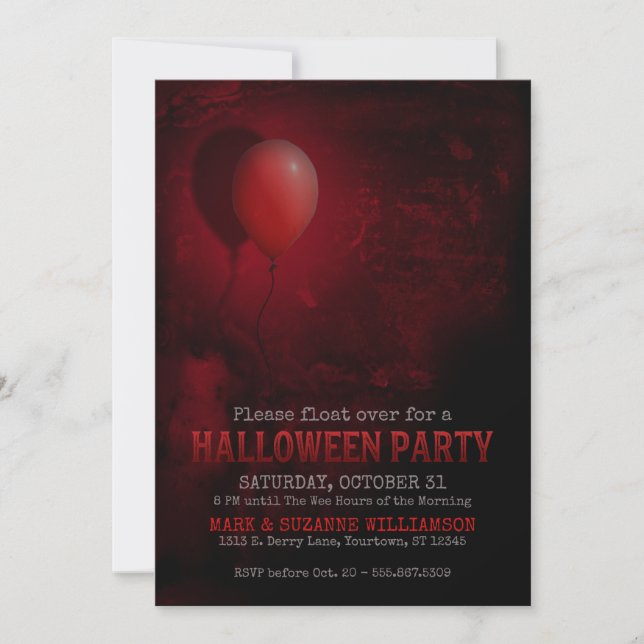 Invitación a la fiesta de Halloween con el miedo p (Anverso)