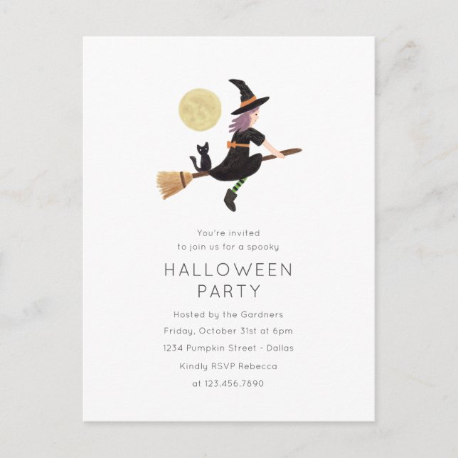 Invitación a la fiesta de Halloween con espeleón (Anverso)
