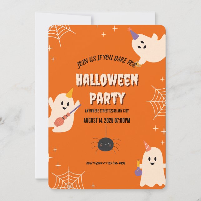 Invitación a la fiesta de Halloween con fantasía d (Anverso)