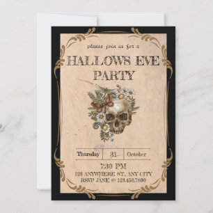 Invitación a la fiesta de Halloween con flores vin