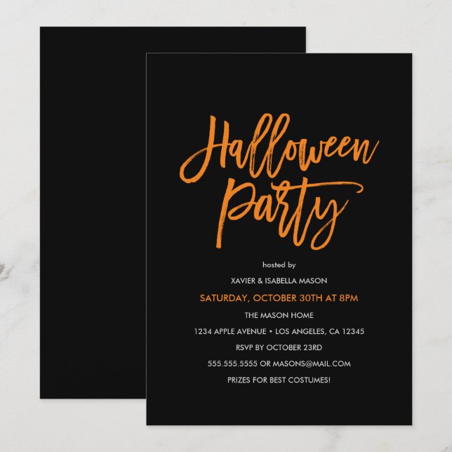 Invitación a la fiesta de halloween con guión nara (Anverso / Reverso)