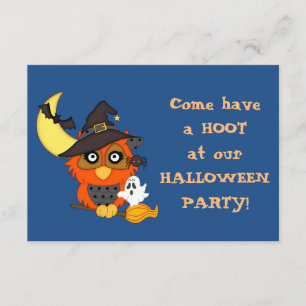Invitación a la fiesta de Halloween con hoot